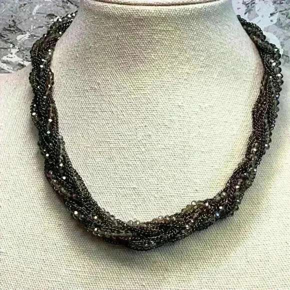 Vintage AB Aurora Borealis Beads and Gun Metal Chains Twisted - Picture 1 of 2